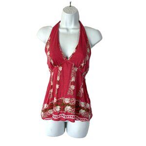 J. Crew Y2K Halter Baby Doll Top Pink Floral XS